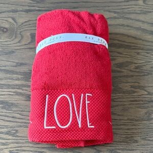 Rae Dunn Love Red Bath Towel